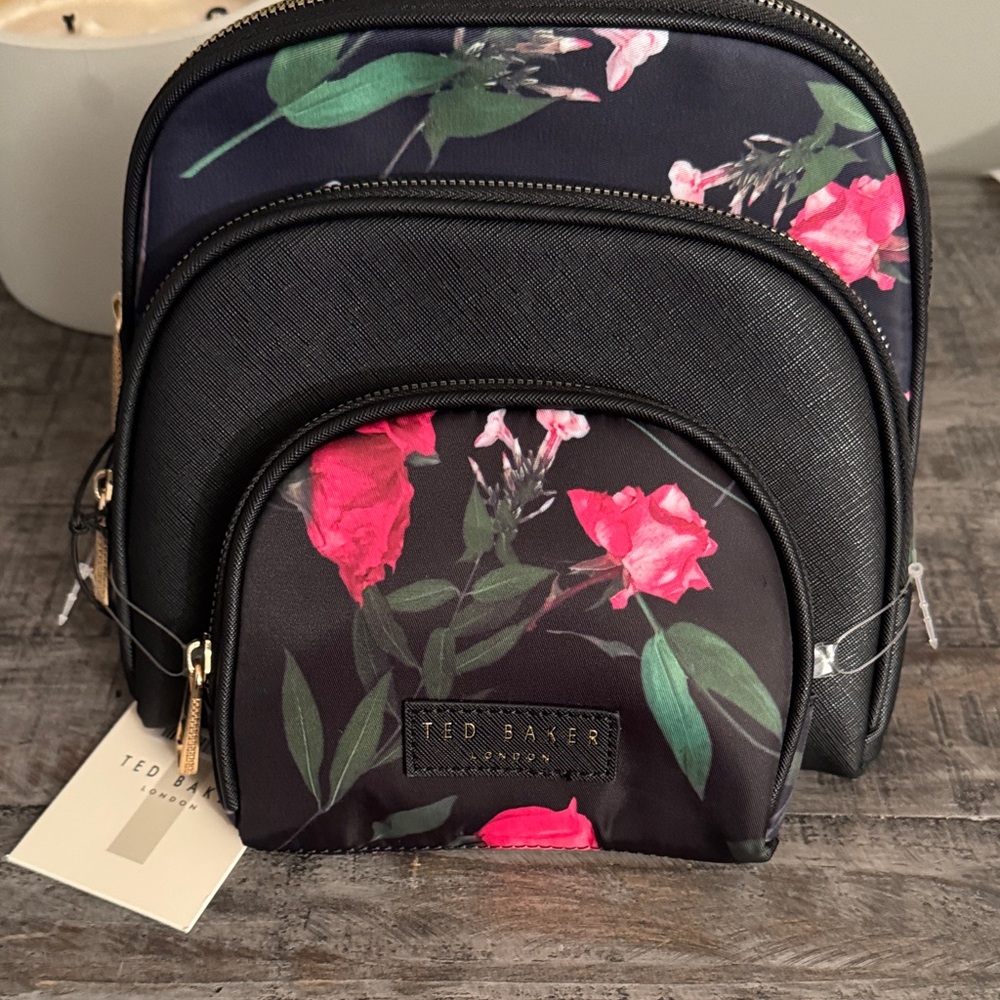 Ted Baker Floral Cosmetic Bag Gift Set 3 Pc